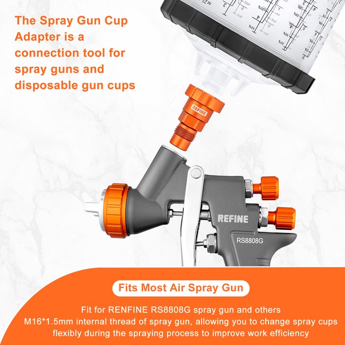 REFINE Spray Gun Cup Adapter Fits for RS8808G, M16*1.5mm External Thread Paint Gun Cup Adapter