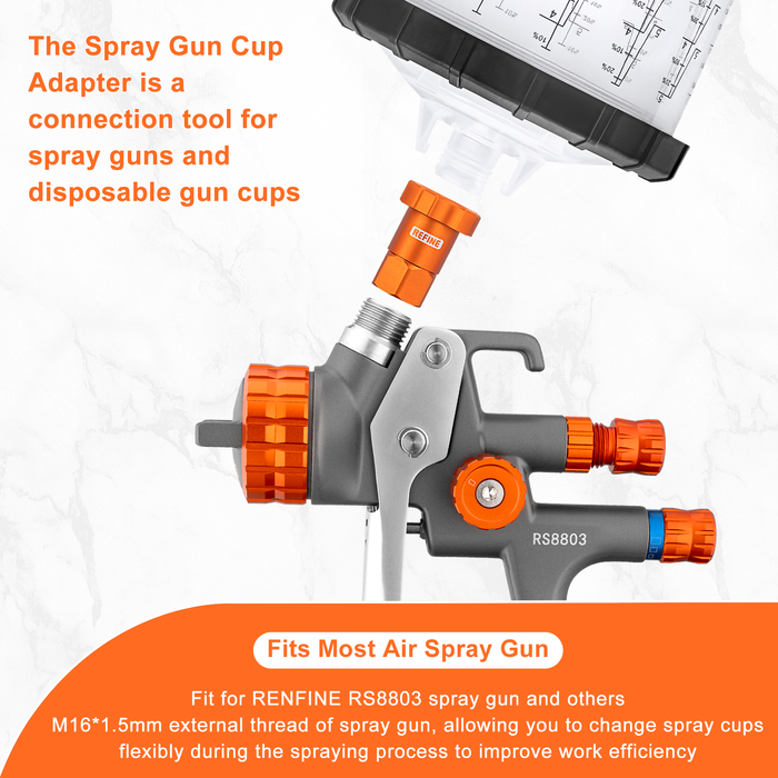 REFINE Spray Gun Cup Adapter Fits For RS8803, M16*1.5mm Internal Thread Paint Gun Cup Adapter