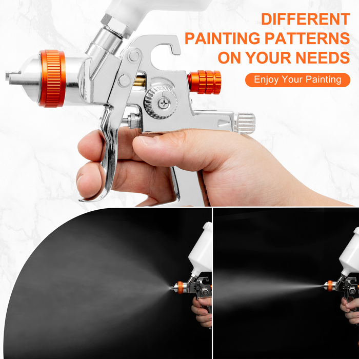 REFINE R827G Air Spray Gun Kit, 1.4/1.7/2.0mm Nozzles, 600cc Cup, for Topcoat, Basecoat Painting