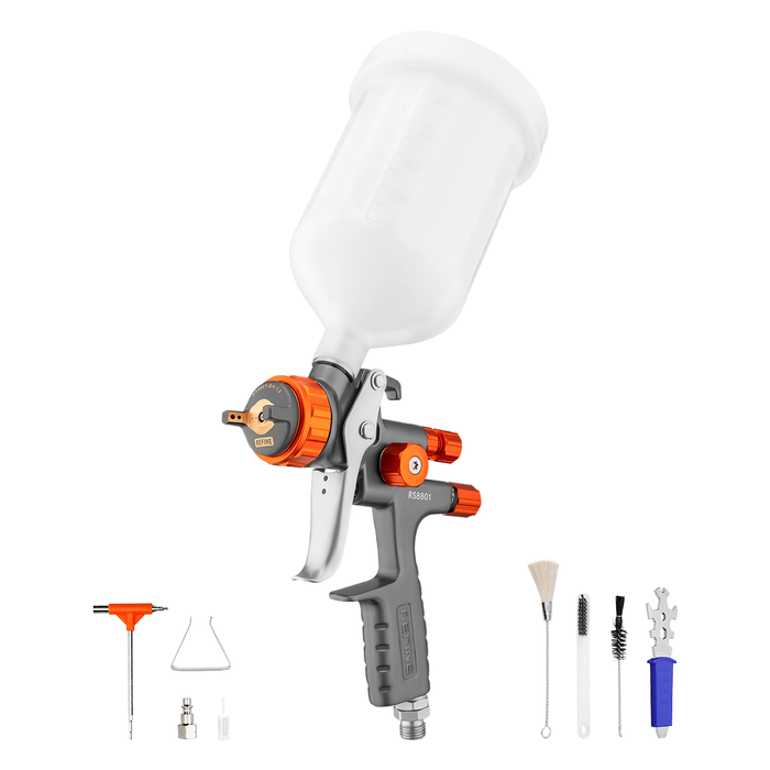 REFINE RS8801 Forged HVLP Air Spray Paint Gun, 1.3mm Nozzle, 600cc Cup, for Car Topcoat, Advanced Atomization