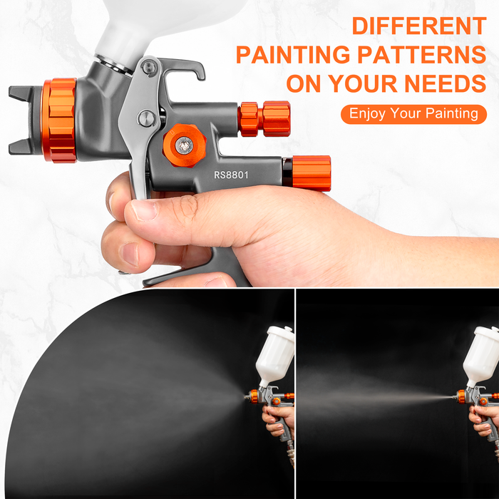 REFINE RS8801 Forged HVLP Air Spray Paint Gun, 1.3mm Nozzle, 600cc Cup, for Car Topcoat, Advanced Atomization