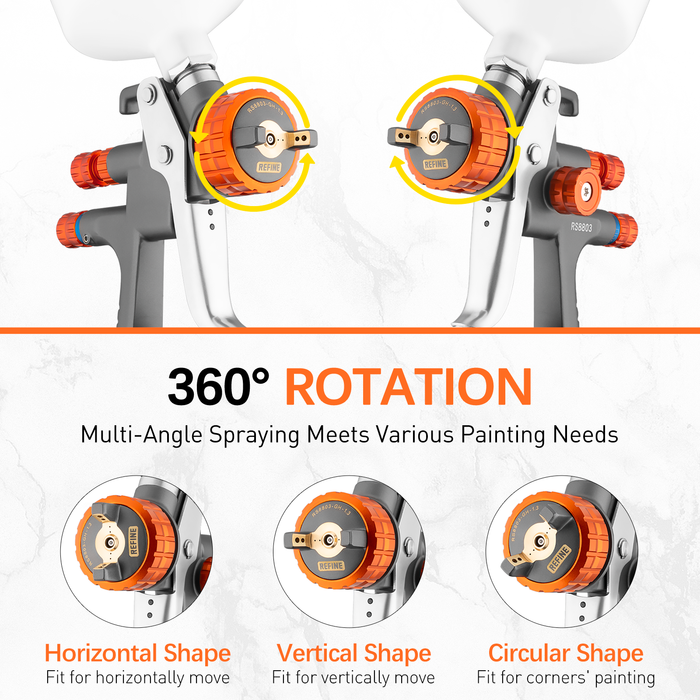 REFINE RS8803 HVLP Air Spray Paint Gun, 1.3mm Nozzle, 600cc Cup, for Car Topcoat