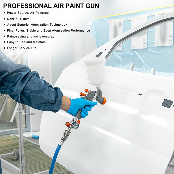 REFINE RS8808G Air Spray Paint Gun, 1.4mm Nozzle, 600cc Cup, for Topcoats and Finish Painting