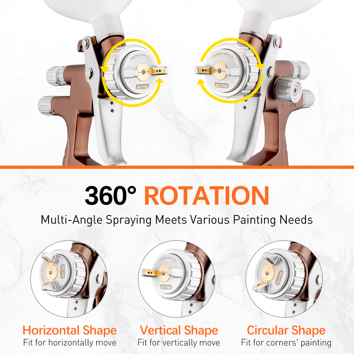 REFINE RS8901 Forged Air Spray Paint Gun, 1.3mm Nozzle, 600cc Cup, for Automotive Topcoats Painting