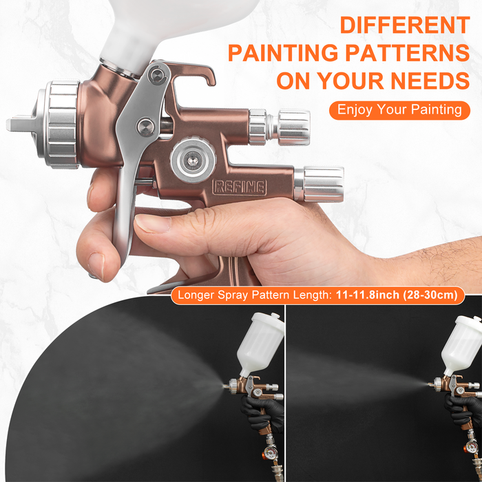 REFINE RS8901 Forged Air Spray Paint Gun, 1.3mm Nozzle, 600cc Cup, for Automotive Topcoats Painting